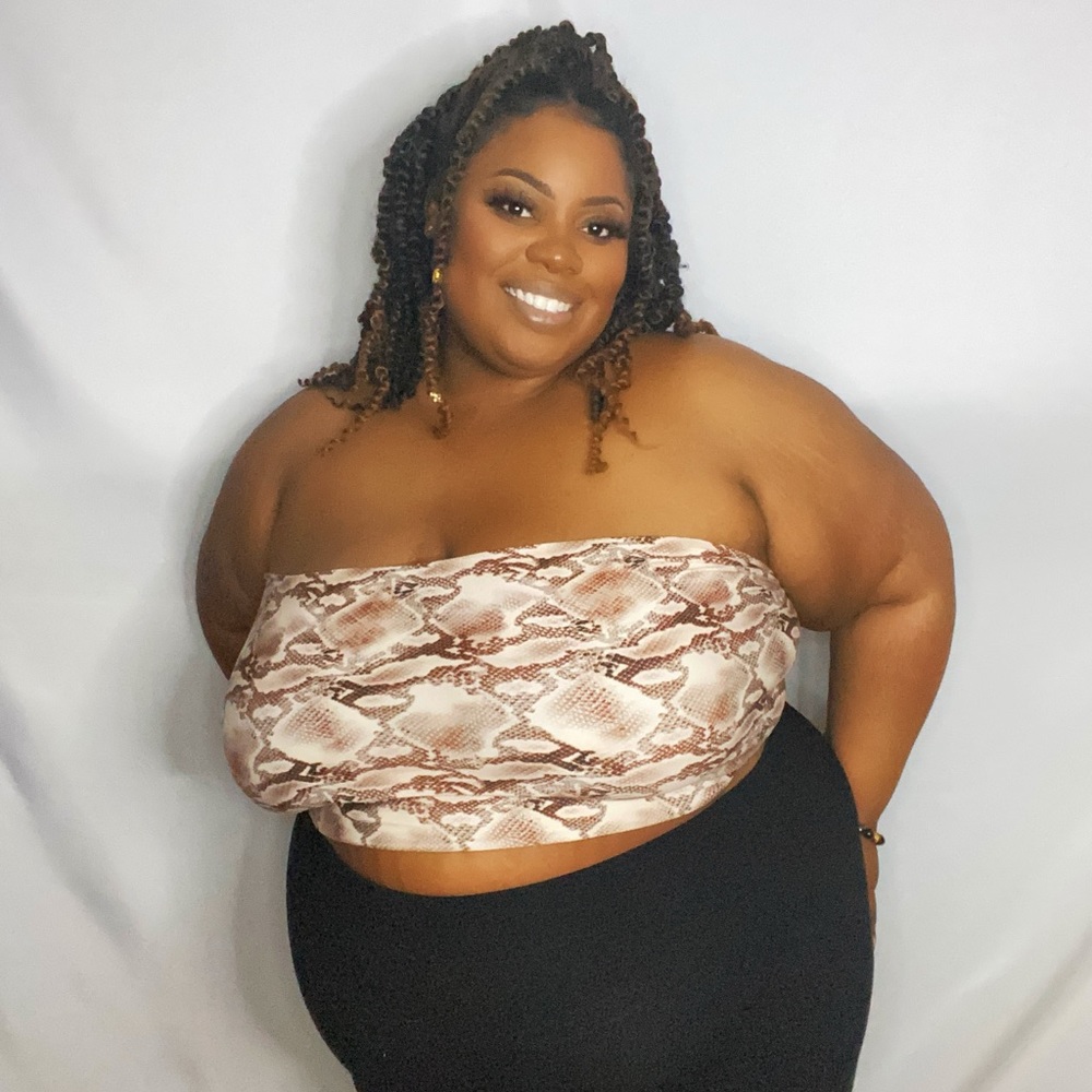 Plus Size Bandeau - Chocolate Python - Picture 2 of 3